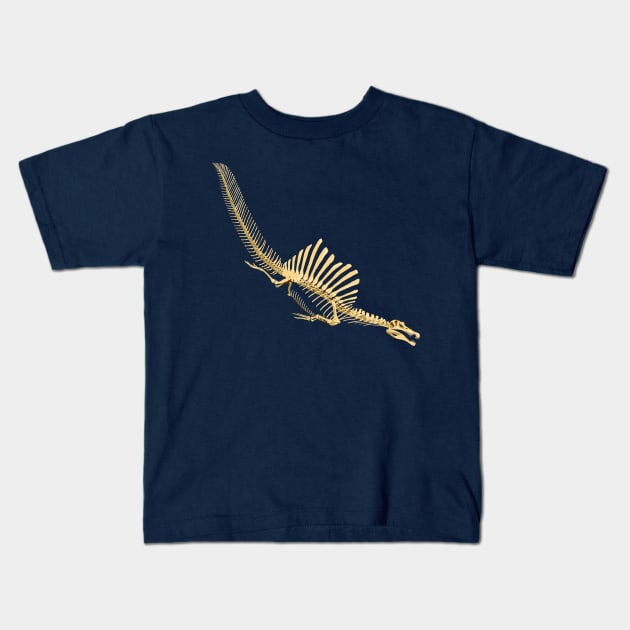 Spinosaurus Aegyptiacus (skeleton diving) Kids T-Shirt by NikSwiftDraws